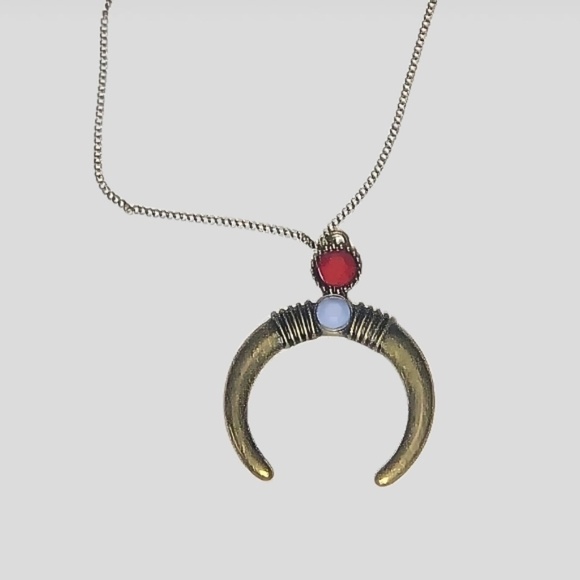 Bronze Crescent Pendant Necklace and Drop Earrings Set - Picture 4 of 5